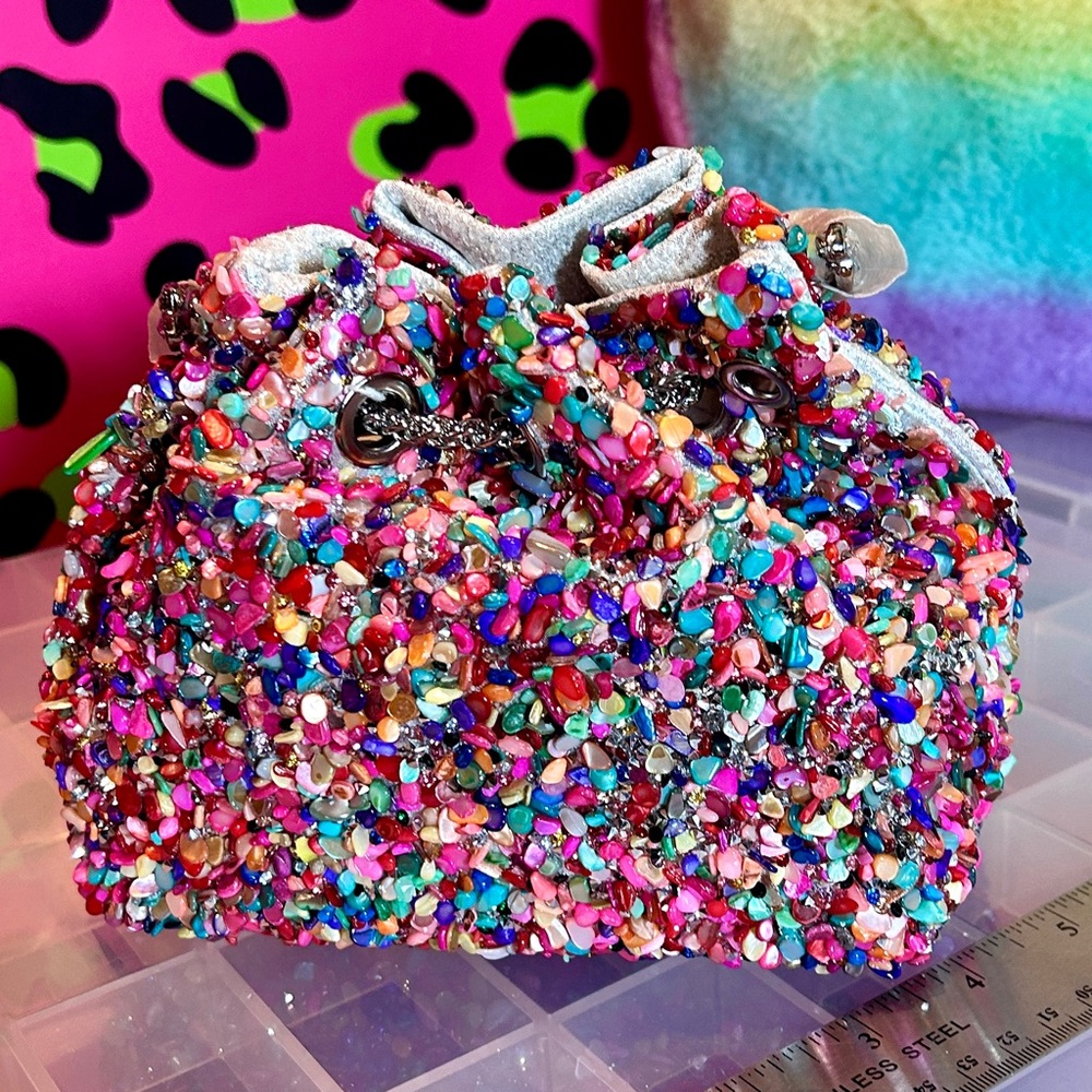 Rainbow jeweled mini bag